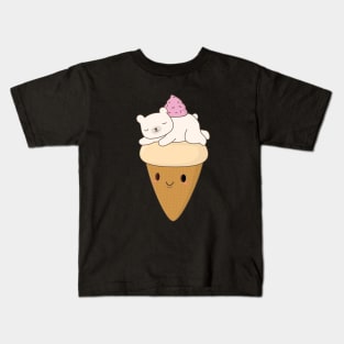 Kawaii Polar Bear Ice Cream Kids T-Shirt